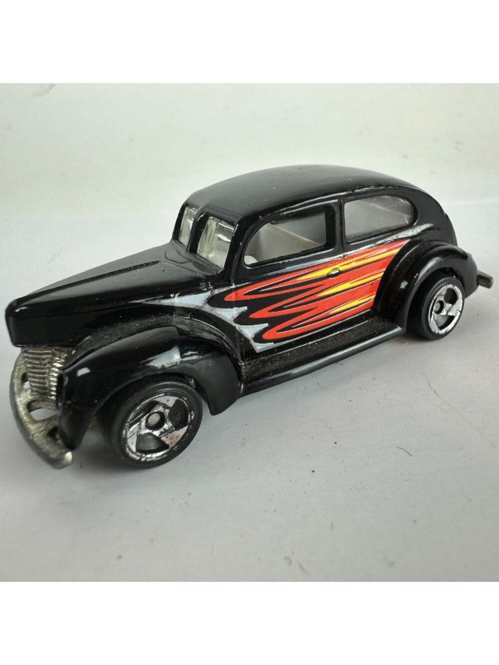 Vintage 1982 Hot Wheels 1940v Ford Coupe Black Die-Cast Car Red & Yellow Flames